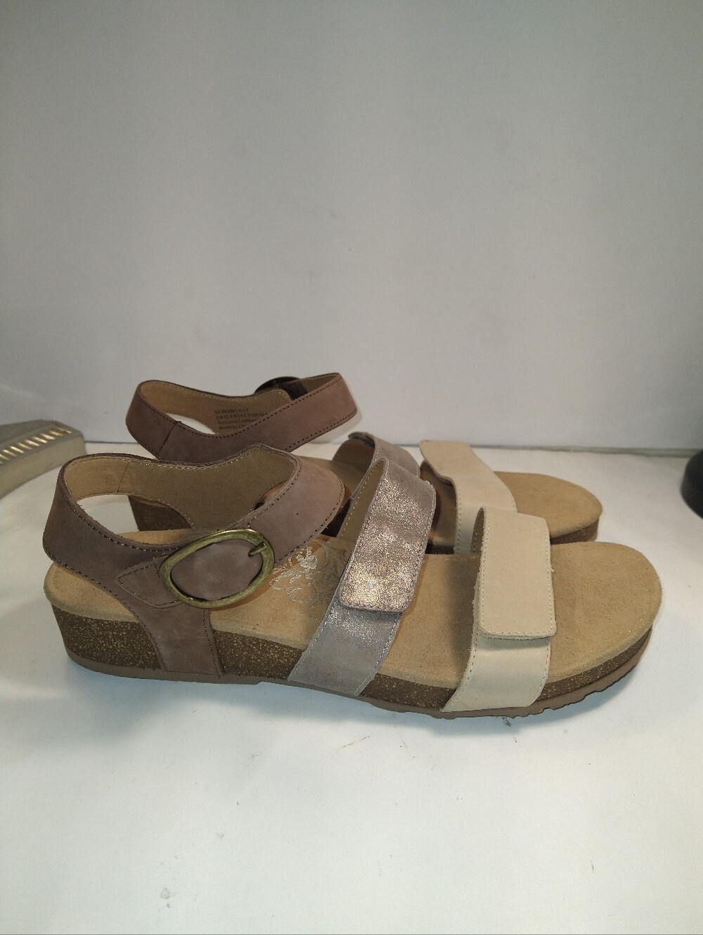 Aetrex Lilly Adjustable Quarter Strap Taupe Sandal Women's sz 12.